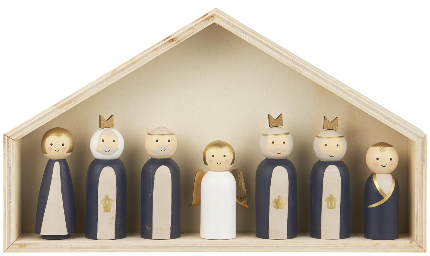 Weihnachtskrippe m/7 Holzfiguren handbemalt