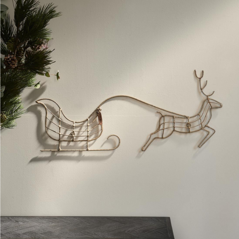 Rustic Rattan Christmas Rudolph Wall Decoration