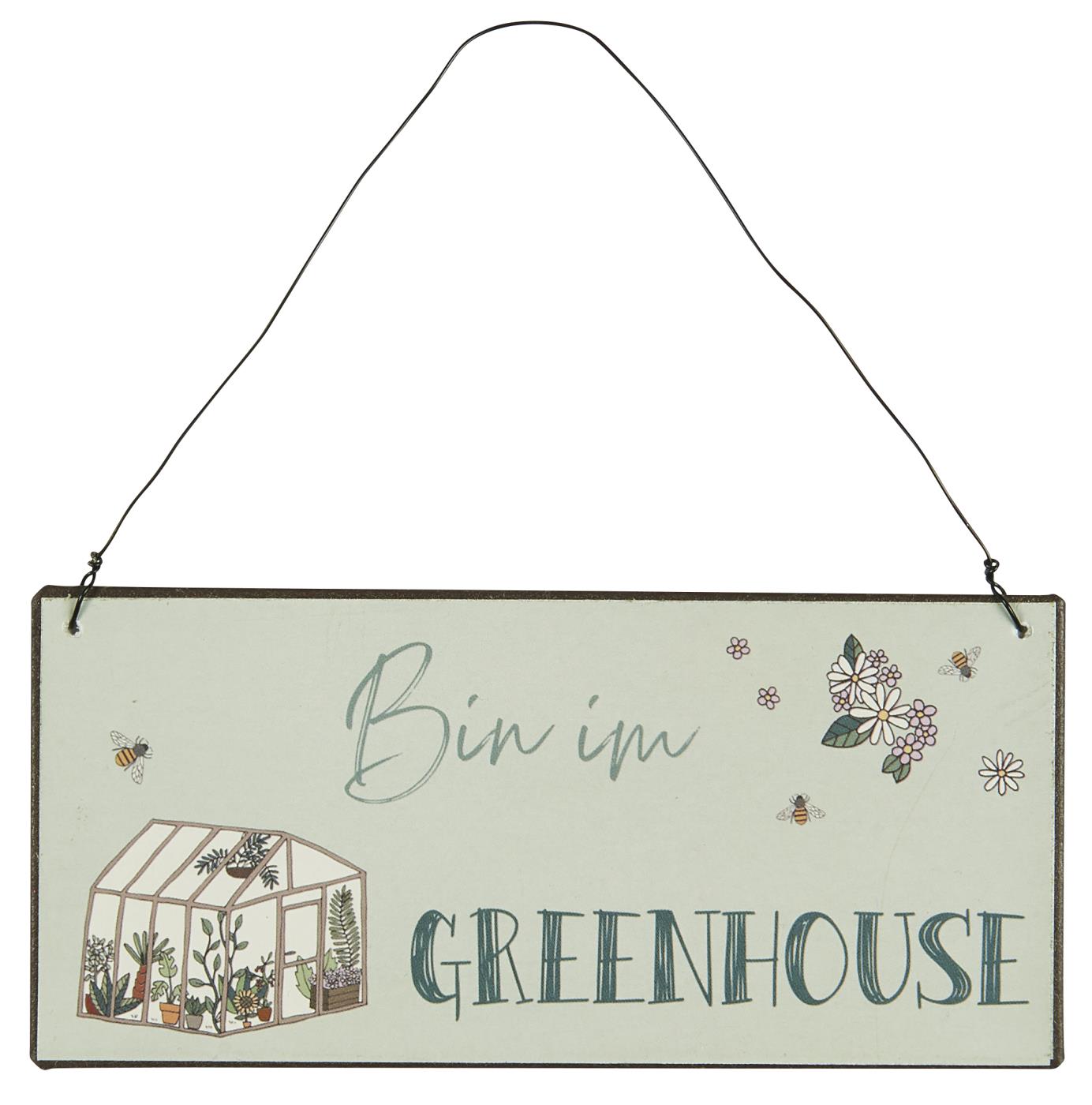 Metallschild Bin im Greenhouse