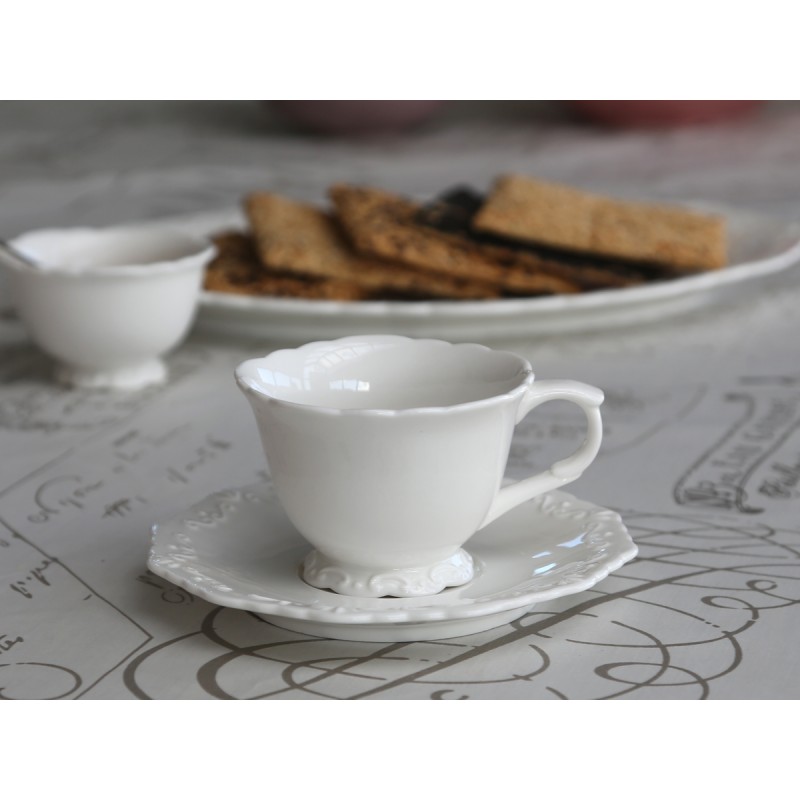 KaffeeTasse Provence D 6  cm Porzellan mit Unterteller