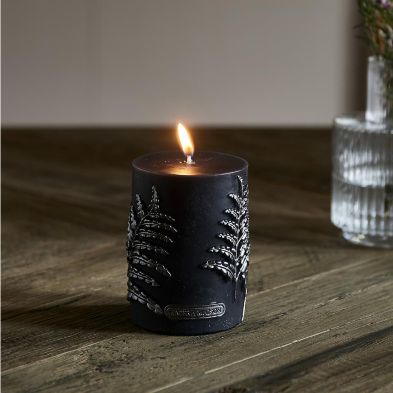 Kerze Luxe Fern Candle 7x10 schwarz silber
