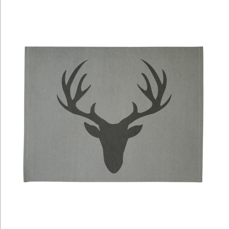 PLACEMAT CHARCOAL ANTLER ON GREY