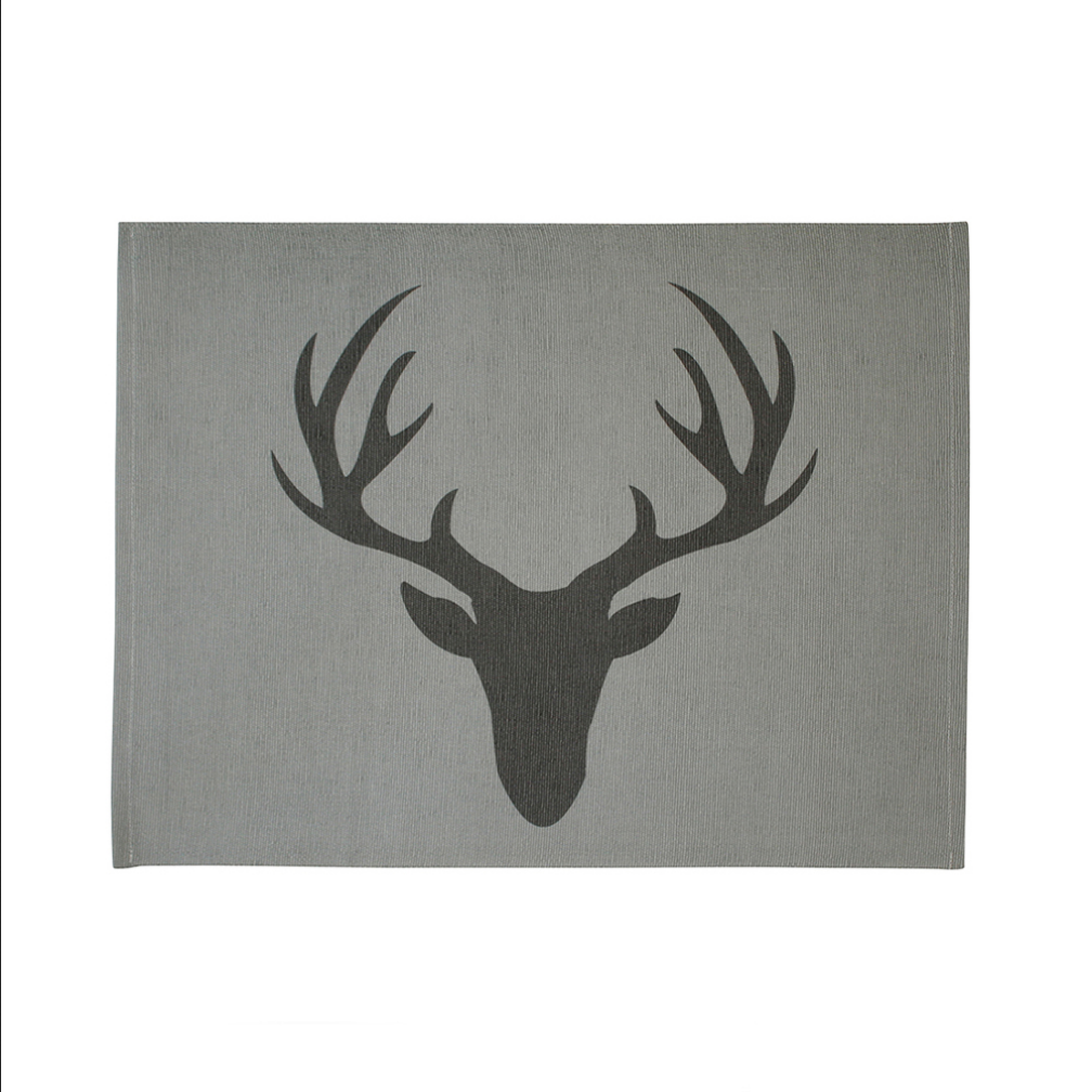 PLACEMAT CHARCOAL ANTLER ON GREY