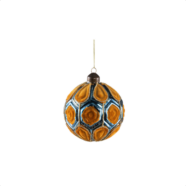 Xmas Florijn black glass ball with oval gold velve