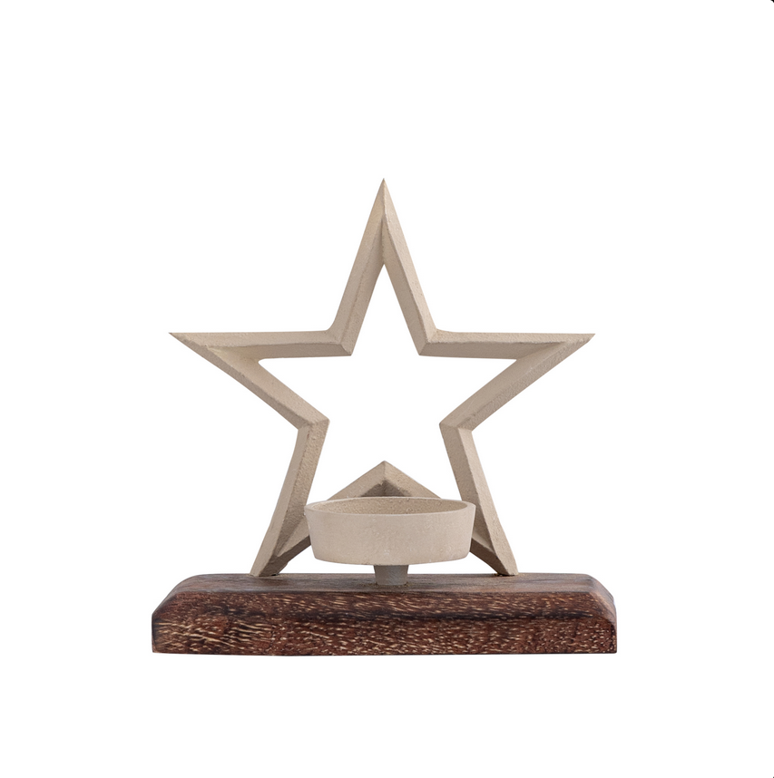 Shayka Taupe alu star shape tealight holder