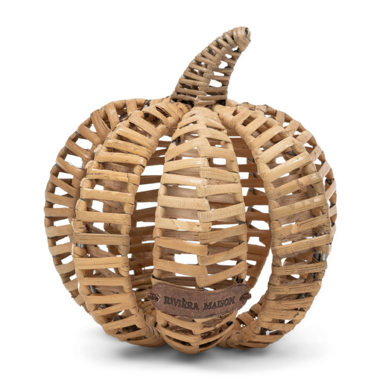 Rustic Rattan Decoration Pumpkin Kürbis M