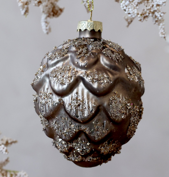 Weihnachtskugel H10/D8 cm champagner