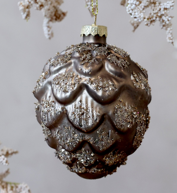 Weihnachtskugel H10/D8 cm champagner