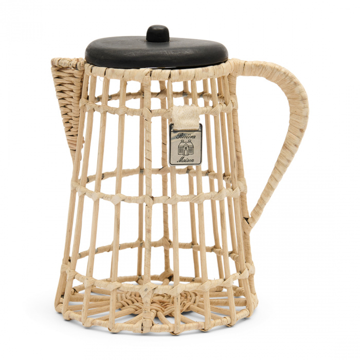 Kaffeekapsel Halter Rustic Rattan Kanne mit Deckel