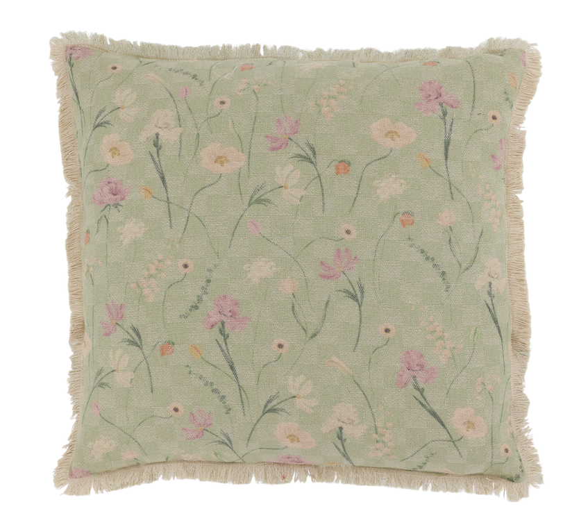 Aix Kissenbezug mit Fransen und Blumen Motiv