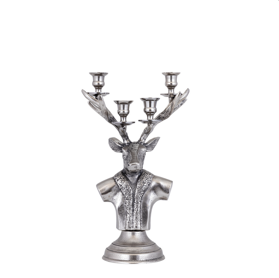 Pieke Gun Metal alu reindeer candle holder S
