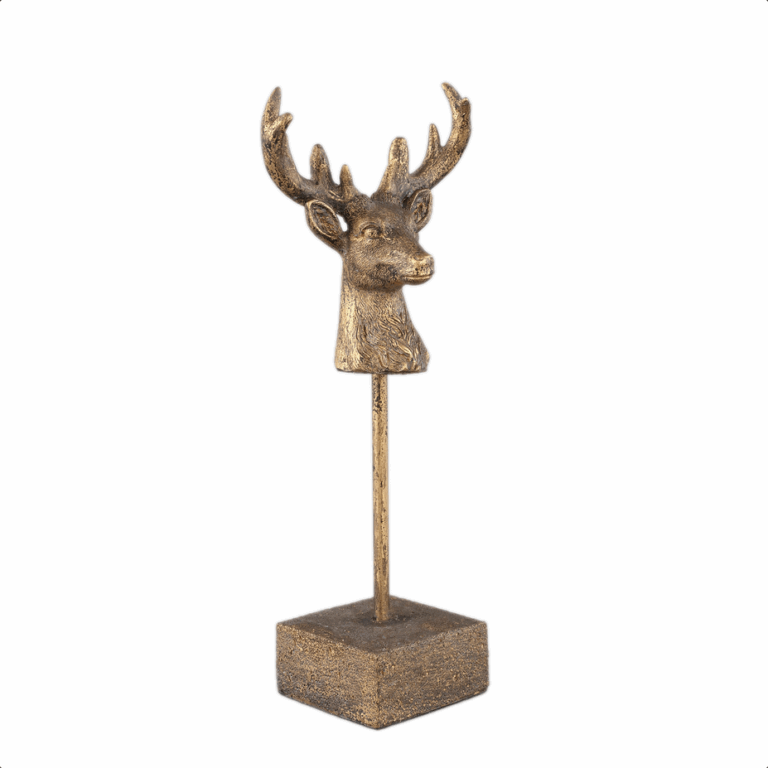 Christianne Gold poly deer statue on cream base L