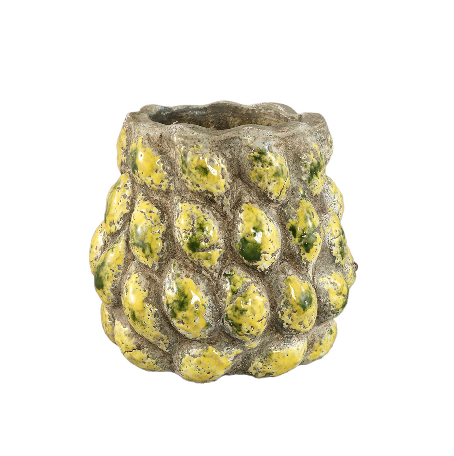 Fruitsy Yellow round terra pot lemon finish S