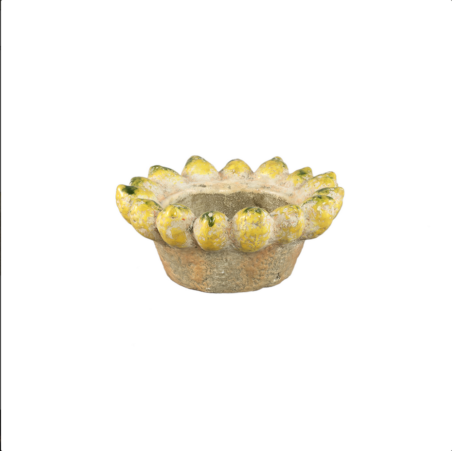 Fruitsy Yellow round terra bowl lemons edge S