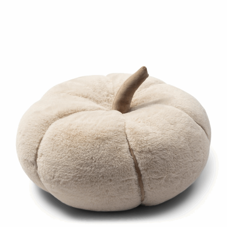 Pumpkin Faux Fur Box Pillow L Kissen Kürbis creme L