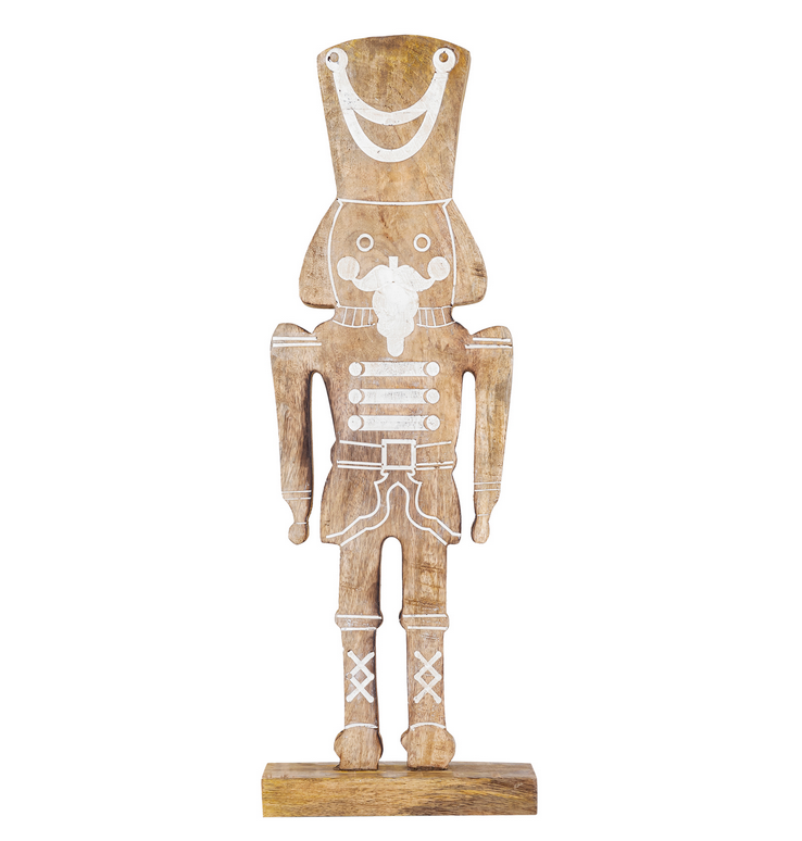 Ilhan Natural wooden nutcracker statue on base L