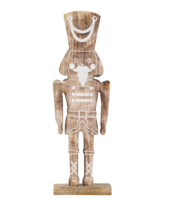 Ilhan Natural wooden nutcracker statue on base M