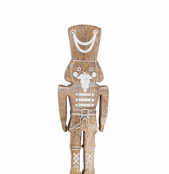 Ilhan Natural wooden nutcracker statue on base S