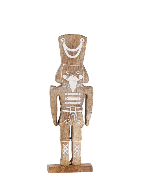Ilhan Natural wooden nutcracker statue on base S
