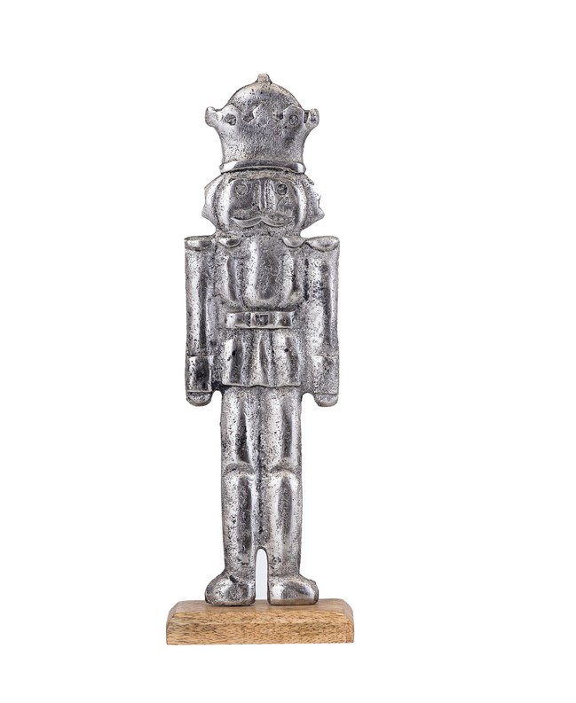 Zeidah Silver alu nutcracker statue wooden base M