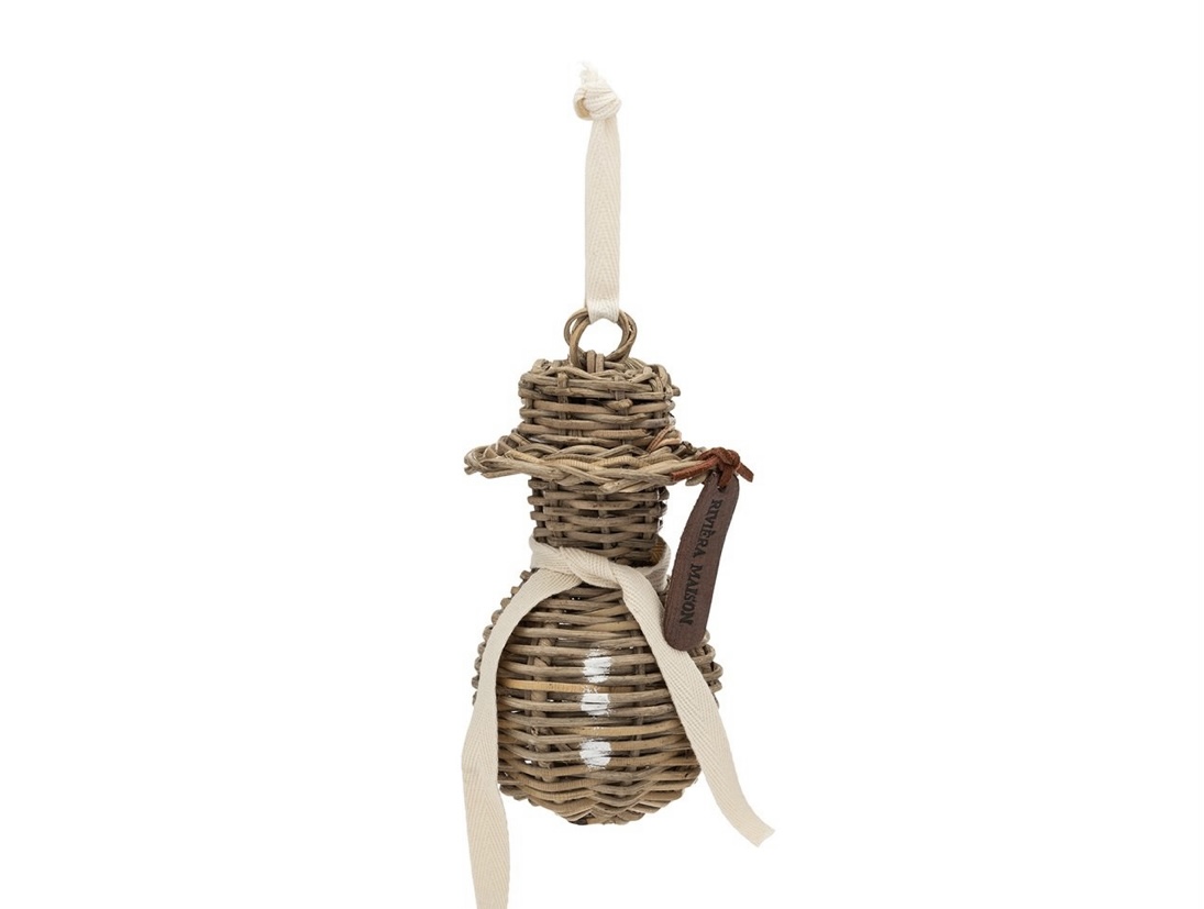 Rustic Rattan Snowman Ornament Schneemann zum Hängen