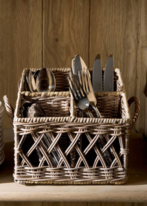 Rustic Rattan Couvert Basket Square Besteck Korb