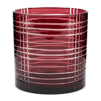 Tartan Votive M Windlicht rot Karomuster Glas