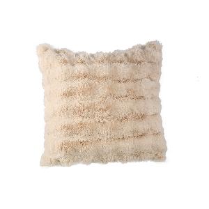 Dunae Cream fake fur square cushion dotted L