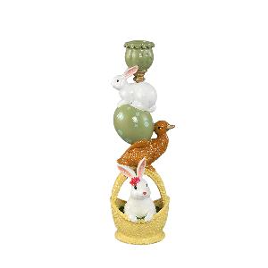 Serria Multicolor Poly Candleholder Chicken Rabbit
