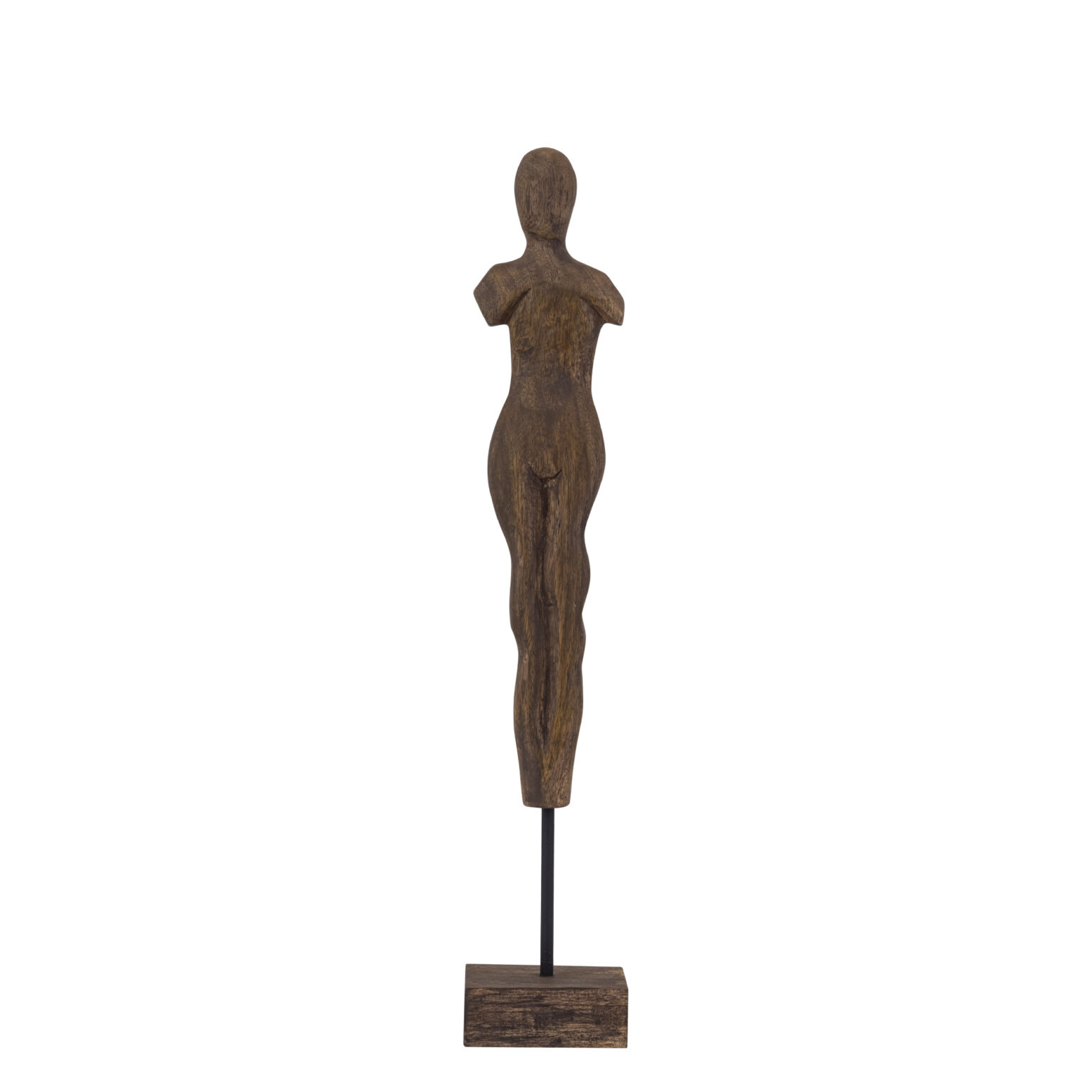 Myli Brown mango wood women statue on base S