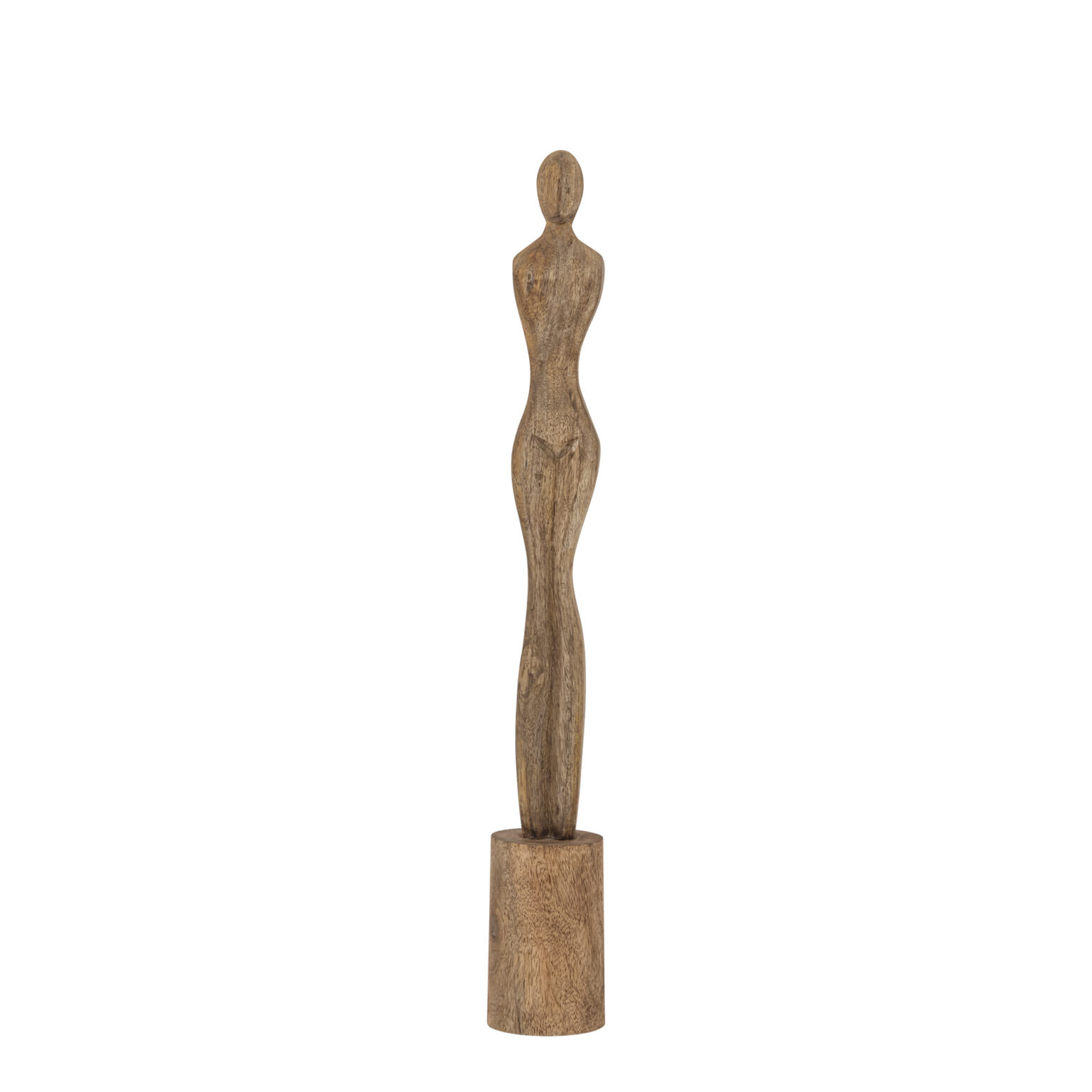 Laniya Natural mango wood women statue rnd base L