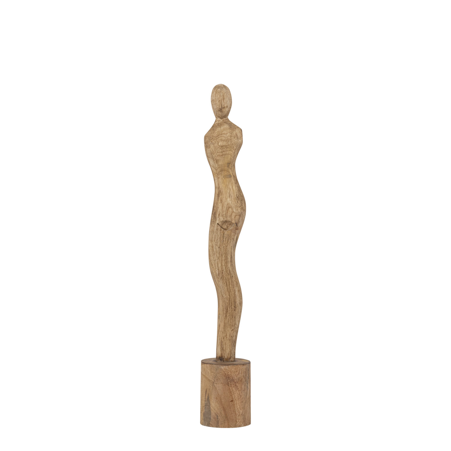 Laniya Natural mango wood women statue rnd base S