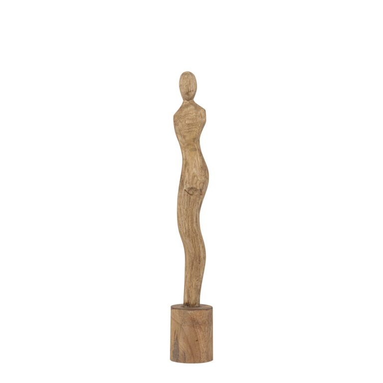 Laniya Natural mango wood women statue rnd base S