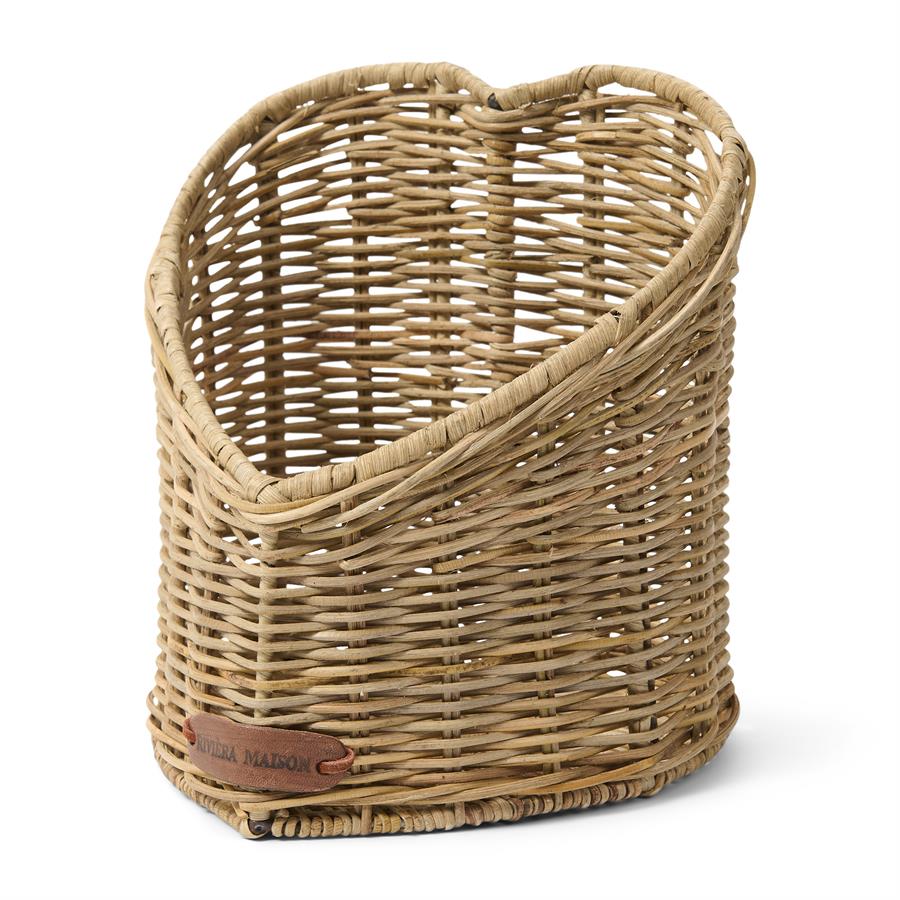 Rustic Rattan Heart Utensil Holder