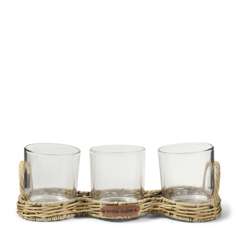 Rustic Rattan Triple Votive Tray