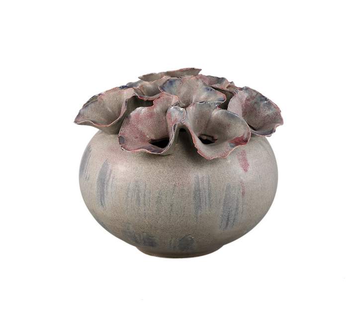 Jullia Lilac ceramic vase flower shaped holes M