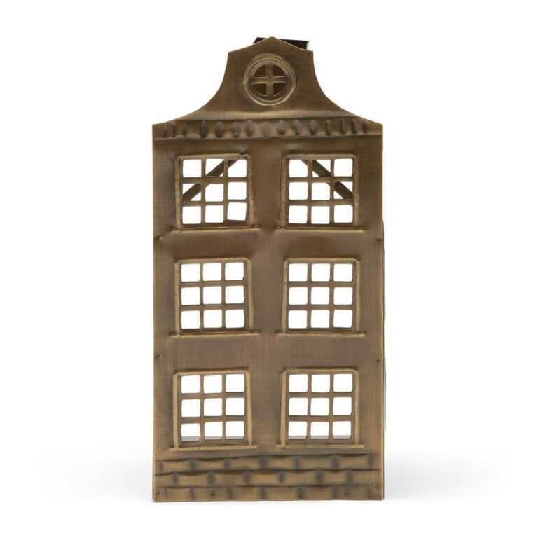 RM Brass house votive M Windlicht Haus Antikmessing