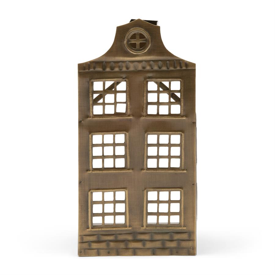 RM Brass house votive M Windlicht Haus Antikmessing
