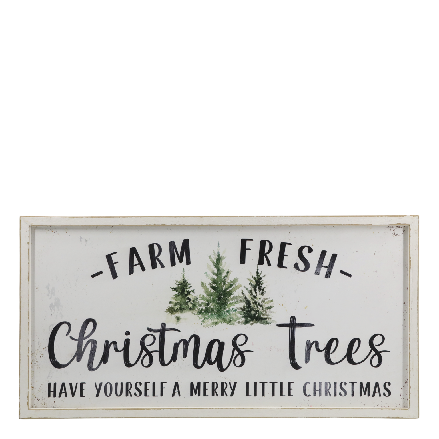 Schild, FARMFRESH CHRISTMAS TREES H30,5/L61/B2,5 cm antique weiß