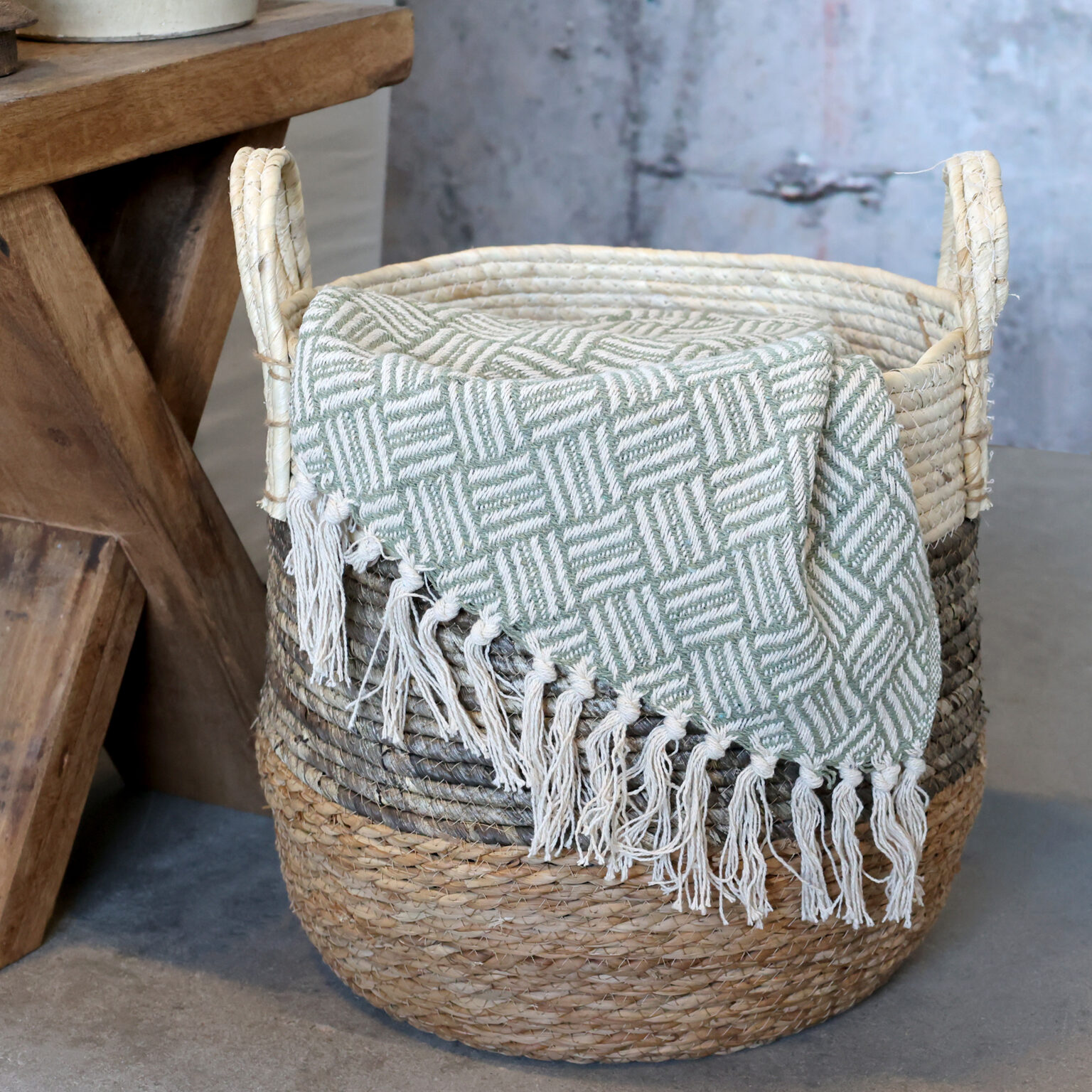 Aix Plaid Garnüberschuss 150x130 cm verte und creme
