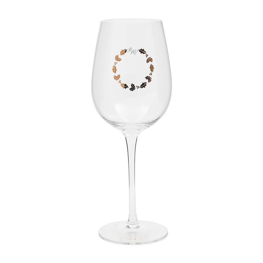 Festive Wreath Wine Glass