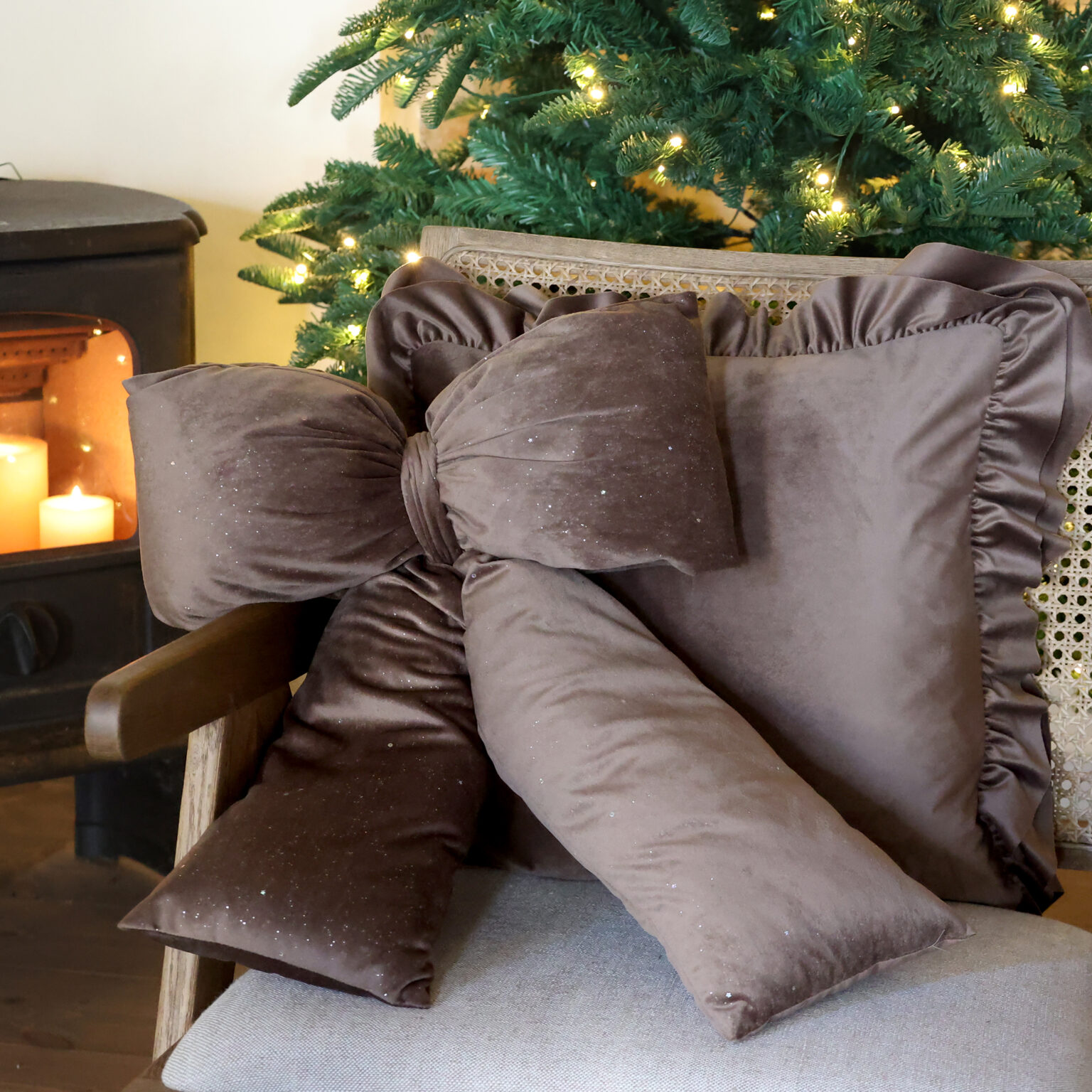 Schleife velour mit Glitzer